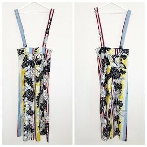 Zhu Suspender Overall Floral Wide Leg Pants NWT